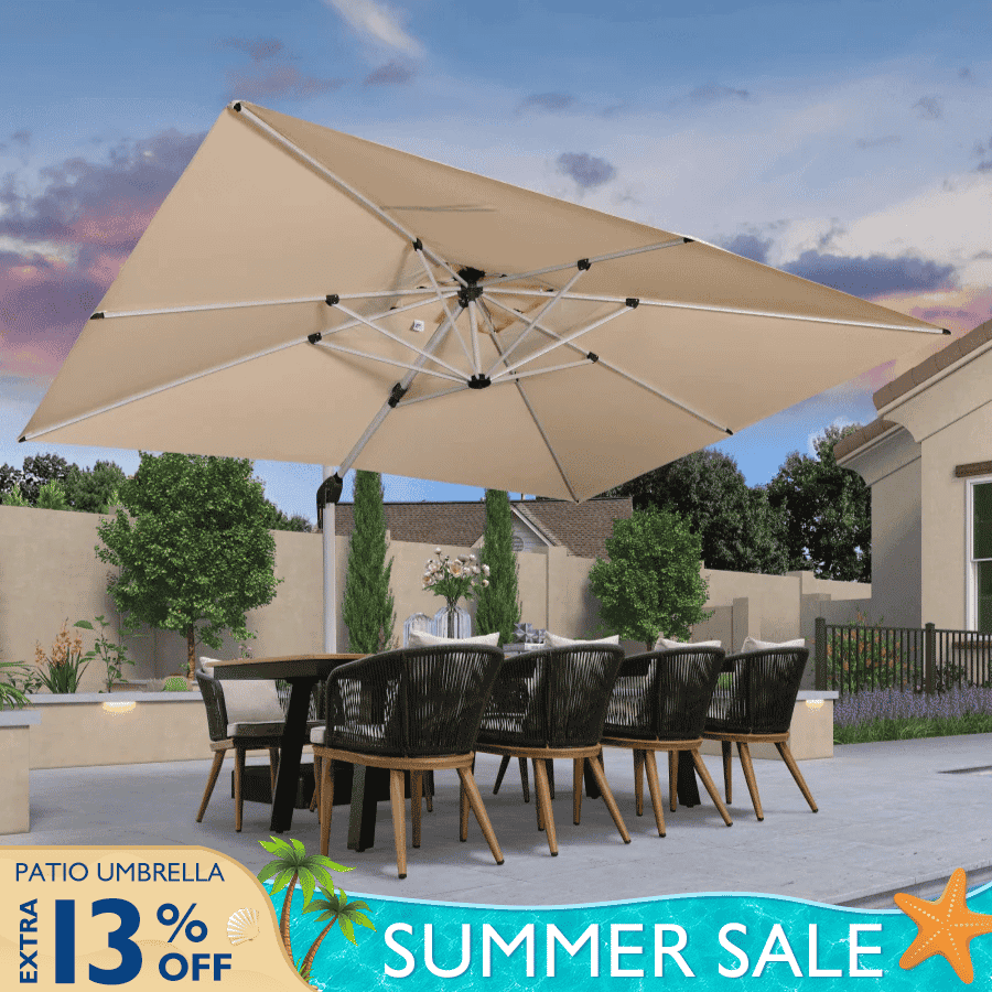 PURPLE LEAF 10x12ft Wind Resistant Patio Umbrella with Aluminum Rib, Rectangular Outdoor Cantilever Umbrella, Grey