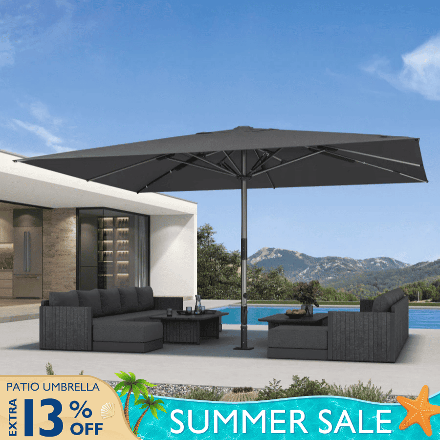 1.9''/2.4''/3.1''Thick Pole Commercial Patio Umbrella for Café, Restaurant & Hotel Use 9X12FT(1.9'') / Beige