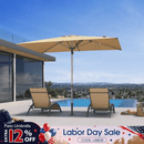 PURPLE LEAF Semi-Auto Extra Large Patio Umbrella Premium Commercial Market Umbrella for Garden, Café and Hotel