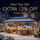 PURPLE LEAF Outdoor Pergola with Retractable Canopy Aluminum Shelter for Beach Porch Garden  Shade Pavilion Pergola  with Lights