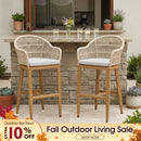PURPLE LEAF Outdoor Bar Stools Rattan Bar Stools Counter Stools with Back and Cushions  for Patio, Garden, Kitchen
