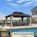 PURPLE LEAF Hardtop Gazebo Featuring Galvanized Steel Double Roof and Bronze Aluminum Frame with Curtains and Netting for Patio and Poolside