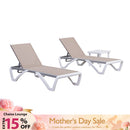 PURPLE LEAF Patio Chaise Lounge Chair Outdoor Plastic Textilene Sun Bathing Recliner Tanning Pool Lounger with 6 Adjustable Position for Outside Beach in-Pool Lawn Poolside