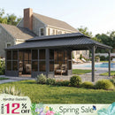 PURPLE LEAF Sunroom Hardtop Gazebo Solarium Grey Galvanized Steel Double Roof  All-Weather Aluminum Outdoor Screen House