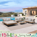 PURPLE LEAF Melben Light Grey Modular Outdoor Sectional with Cushions Flexible Layout for Outdoor Space