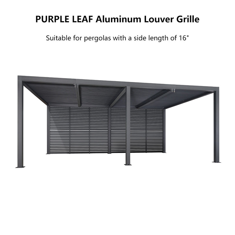 PURPLE LEAF Louvered Pergola Accessory Aluminum Louver Grille for Optimal Privacy, Sunlight Control Side Fixed Shutter Wall, Pergola Not Included