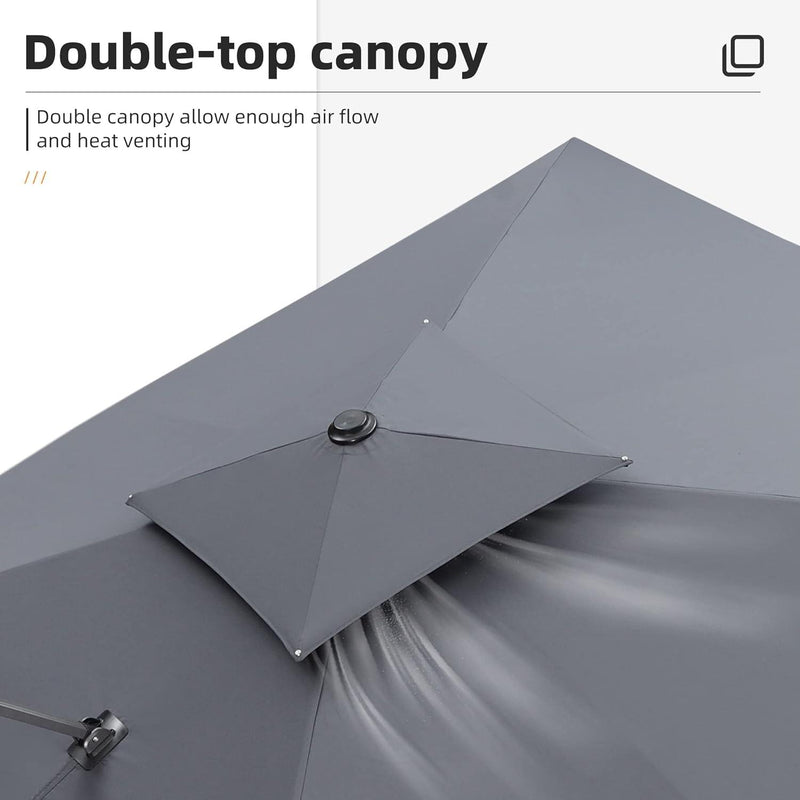 PURPLE LEAF Double Top 10 / 11 / 12 / 9 x 12 ft Square Outdoor Standing Umbrella