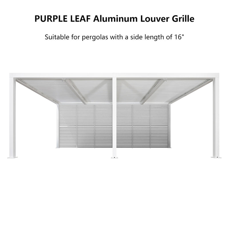 PURPLE LEAF Louvered Pergola Accessory Aluminum Louver Grille for Optimal Privacy, Sunlight Control Side Fixed Shutter Wall, Pergola Not Included