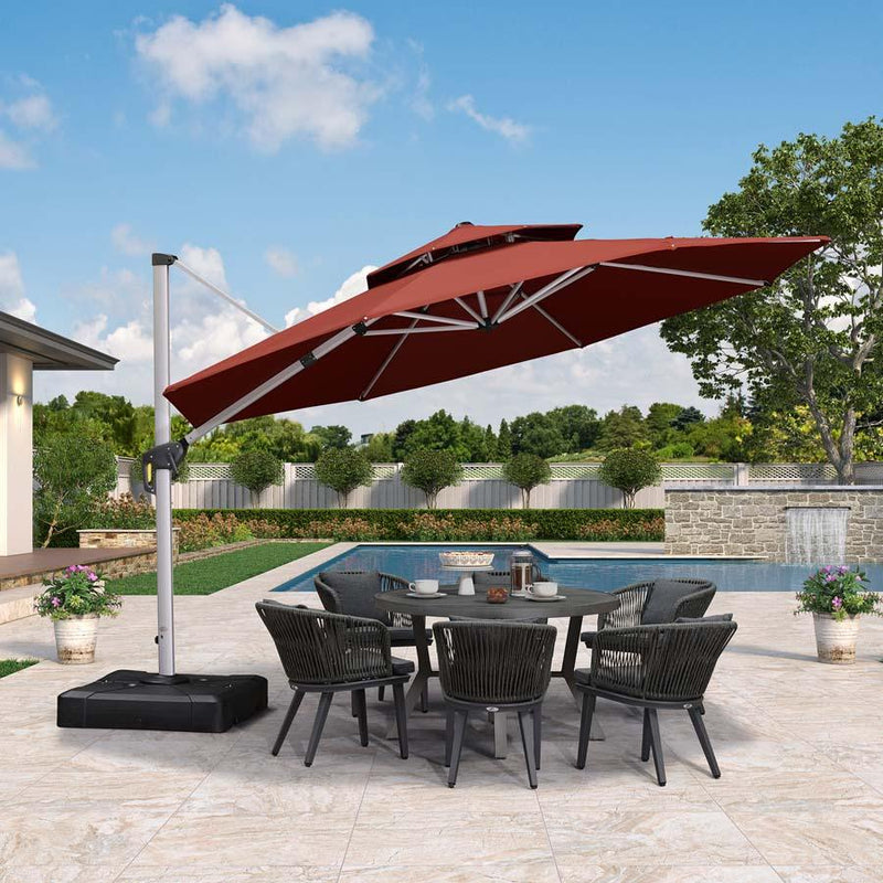 PURPLE LEAF Round Cantilever Patio Umbrella Heavy Duty Umbrella for Porch Garden Pool
