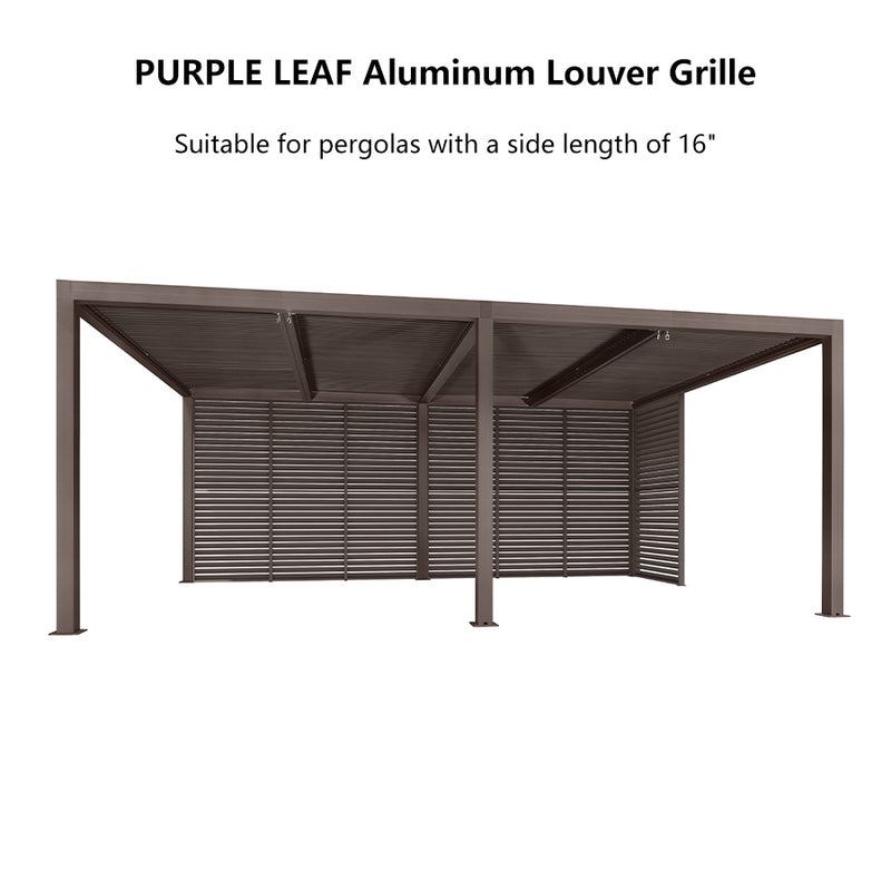 PURPLE LEAF Louvered Pergola Accessory Aluminum Louver Grille for Optimal Privacy, Sunlight Control Side Fixed Shutter Wall, for Bronze Pergola Not Included