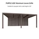 PURPLE LEAF Louvered Pergola Accessory Aluminum Louver Grille for Optimal Privacy, Sunlight Control Side Fixed Shutter Wall, Pergola Not Included