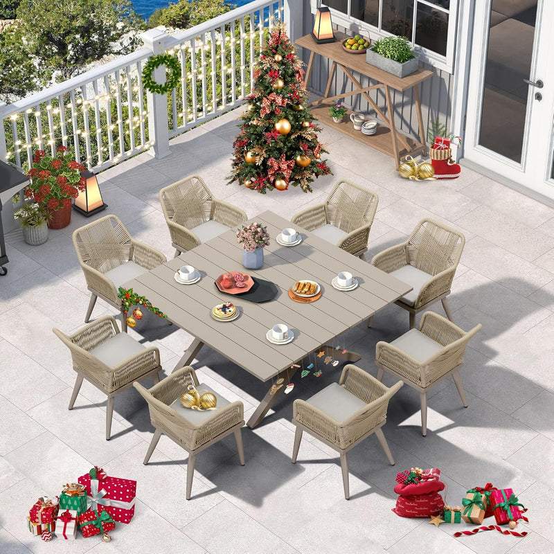 PURPLE LEAF Outdoor Dining Set All-Weather PE Rattan Outdoor Patio Furniture Set with Aluminum Frame