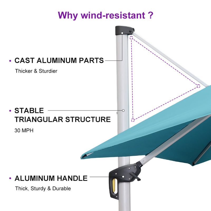 PURPLE LEAF Best Square Cantilever Pool Umbrella Outdoor Patio Sun Porch Umbrella