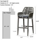 PURPLE LEAF Modern Bar Stools Set of 2, Aluminum Bar Stool with Cushion for Indoor and Outdoor, Kitchen Island