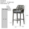 PURPLE LEAF Modern Bar Stools Set of 2, Aluminum Bar Stool with Cushion for Indoor and Outdoor, Kitchen Island