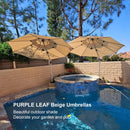 PURPLE LEAF Large Round Patio Cantilever Umbrella for Deck, Pool, Backyard