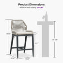 PURPLE LEAF Outdoor Bar Stools Wicker Rattan Bar Stools with Back Aluminum Outside Garden Patio Bar Chairs