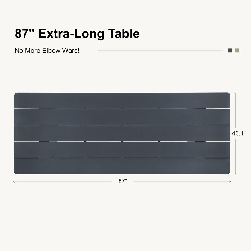 PURPLE LEAF Sanori Outdoor Dining Set Modern Large Weather-Resistant Table and Aluminum Chairs with Cushions for Garden Grey