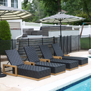 PURPLE LEAF Patio Lounge Chair Modern Outdoor Chaise Lounge with Adjustable Backrest Rattan Chaise Lounge Chairs for Pool Garden Backyard Beach