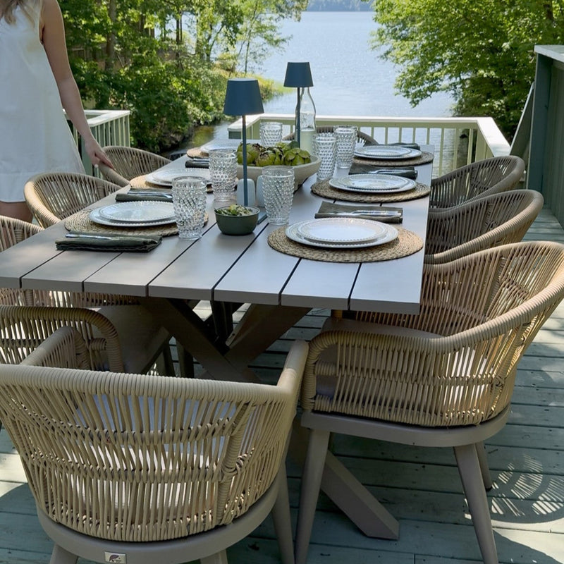 PURPLE LEAF 10/8/6 Pieces Outdoor Dining Set with Patio Aluminium Dining Table Rattan Chairs for Kitchen Champagne