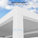 PURPLE LEAF Athena Louvered Pergola White Outdoor Aluminum Pergola with Roller Blind Adjustable Gazebo for Patio Deck Garden
