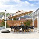 PURPLE LEAF Round Cantilever Patio Umbrella Heavy Duty Umbrella for Porch Garden Pool