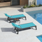 PURPLE LEAF Outdoor Lounge Chair Set of 3 Patio Chaise Pool Lounger Aluminum Frame with Side Table and Wheels for Outside Sunbathing Tanning Recliner Including Pillows