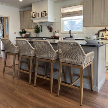 Bar Stools Set of Aluminum Outdoor Bar Chair with Cushion