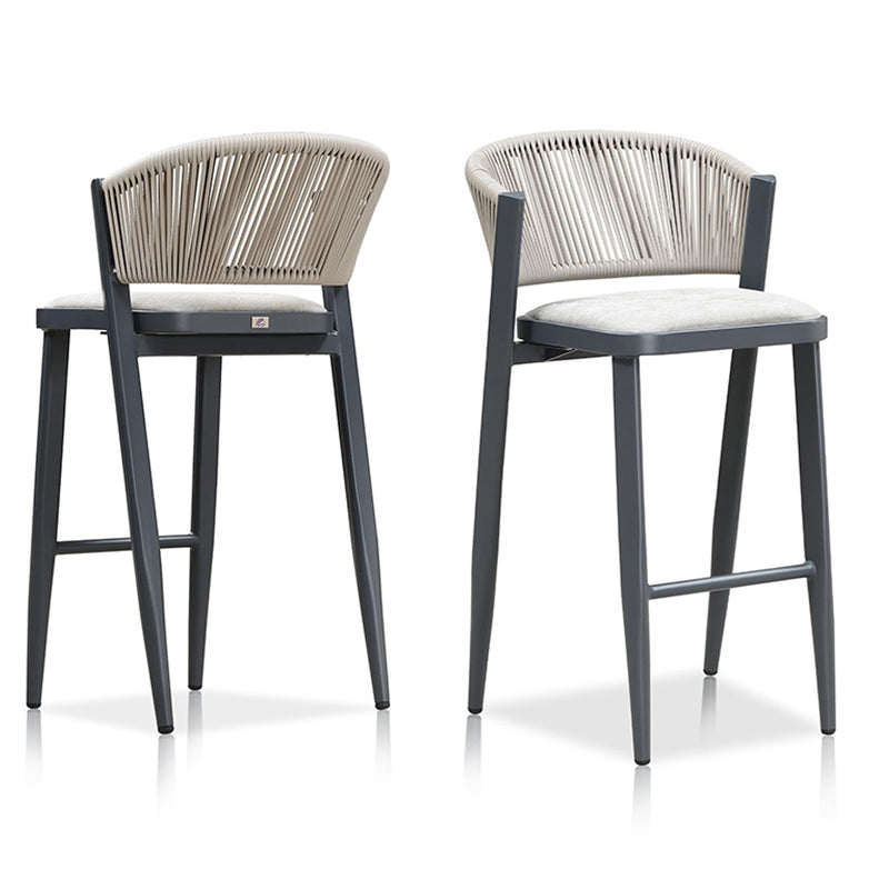 PURPLE LEAF Counter Height Bar Stool Set of 2 Outdoor Stool Chair with Footrest Patio Bar Height Stools Rattan Barstools for Outdoor or Indoor