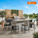 PURPLE LEAF Patio Sunbrella Bar Stools Set of 2  Rattan Bar Aluminum Bar Stool Outdoor Barstools with Back and Cushion for Garden Kitchen Island