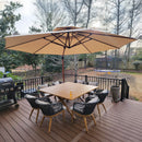 PURPLE LEAF Teak Patio Dining Set with Cushions and Pillow All-Weather Wicker Patio Table Set for Garden, Deck, and Yard