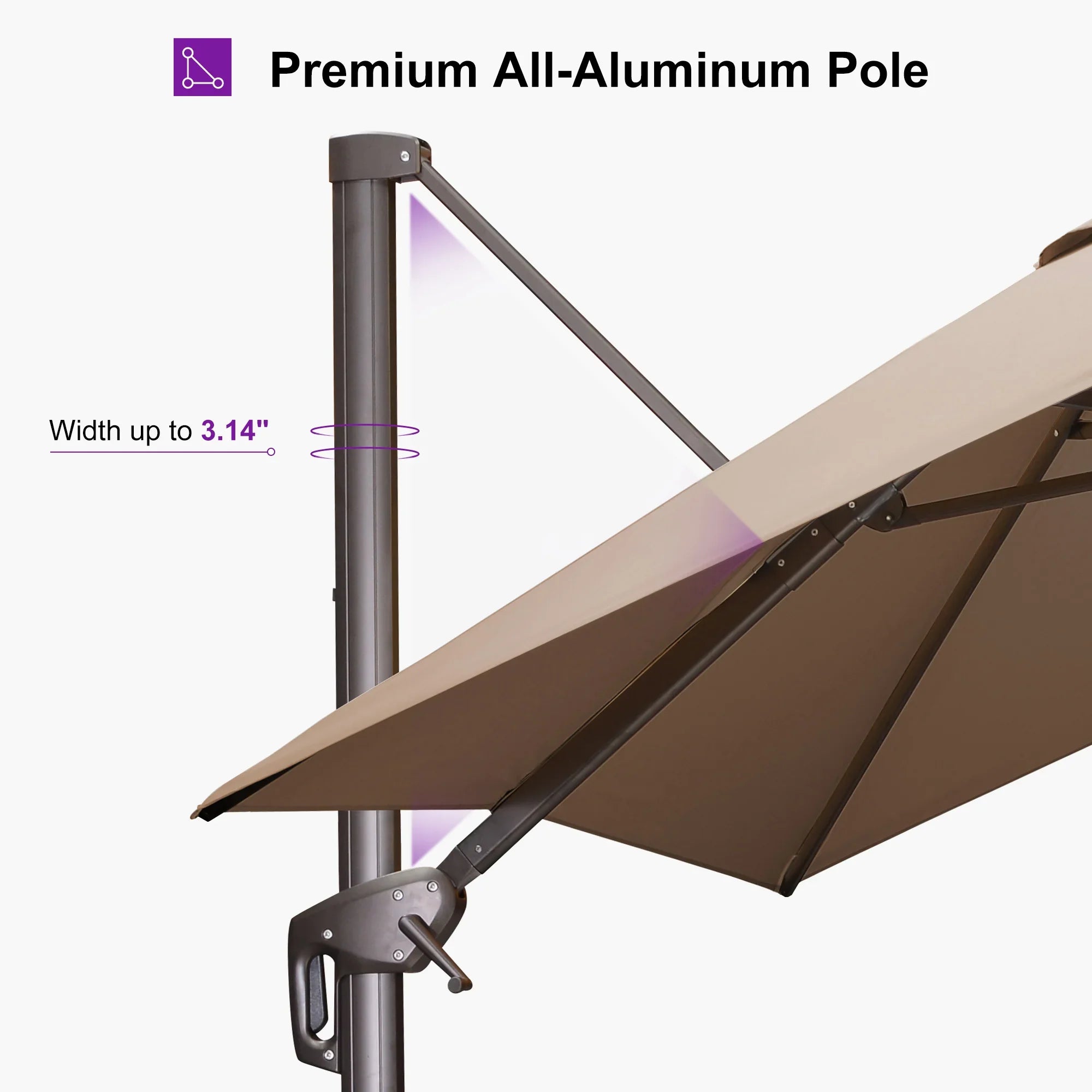 Purple Leaf Cantilever Patio Umbrella - Thumbnail 4