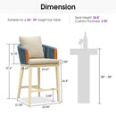 PURPLE LEAF Hailar Outdoor Bar Stools Chair Modern Rattan Bar Stool with Back and Cushion for Balcony, Indoor or Outdoor, Kitchen Island