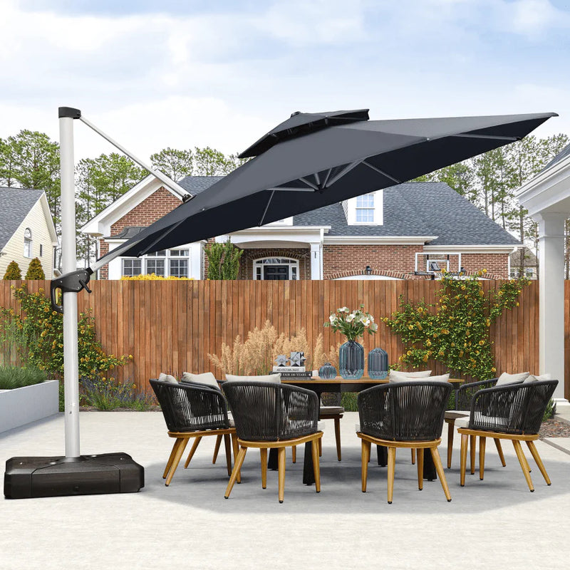 PURPLE LEAF Round Cantilever Patio Umbrella Heavy Duty Umbrella for Porch Garden Pool