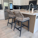 PURPLE LEAF Outdoor Bar Stools Set of 2,  Wicker Rattan Bar Stools with Back Aluminum Outside Garden Patio Bar Chairs