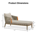 PURPLE LEAF Hailar Olefin Patio Chaise Lounge Chair , Upholstered Pool Lounge Chairs for Outdoor with Teak Armresfor Deck, Pool, Lawn, Garden, Courtyard, Porch, Khaki