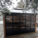 PURPLE LEAF Sunroom Hardtop Gazebo Solarium Wood Grain  Galvanized Steel Double Roof All-Weather Aluminum Outdoor Screen House