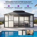 PURPLE LEAF Luxury Sunroom Solarium 360° Transparent Outdoor Living Room with Elegant Curtains Outdoor Gazebo with 4-Side Sliding Doors and Windows for Entertaining with String Lights