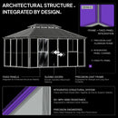PURPLE LEAF Luxury Sunroom Solarium 360° Transparent Outdoor Living Room with Elegant Curtains Outdoor Gazebo with 4-Side Sliding Doors and Windows for Entertaining