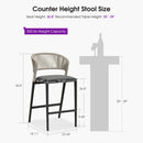 PURPLE LEAF Outdoor Bar Stools with Back, Iron Rattan Patio Bar Chairs with embedded Cushion, Garden Outside Bar Stools