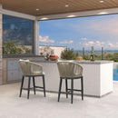 PURPLE LEAF Outdoor Bar Stools Patio Modern Aluminum Rattan High Back & Arms Bar Chairs with Removable Cushions and Pillows  for Outdoor or Indoor