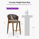 PURPLE LEAF Outdoor Bar Stools with Back, Iron Rattan Patio Bar Chairs with embedded Cushion, Garden Outside Bar Stools