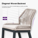 PURPLE LEAF Bar Stools Set of 4 Outdoor Aluminum Barstools with Back Modern Wicker Rattan Boho Garden Pool Patio Bar Chairs