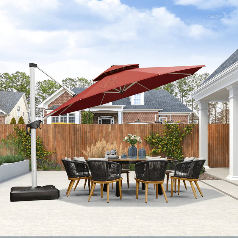 PURPLE LEAF Round Cantilever Patio Umbrella Heavy Duty Umbrella for Porch Garden Pool