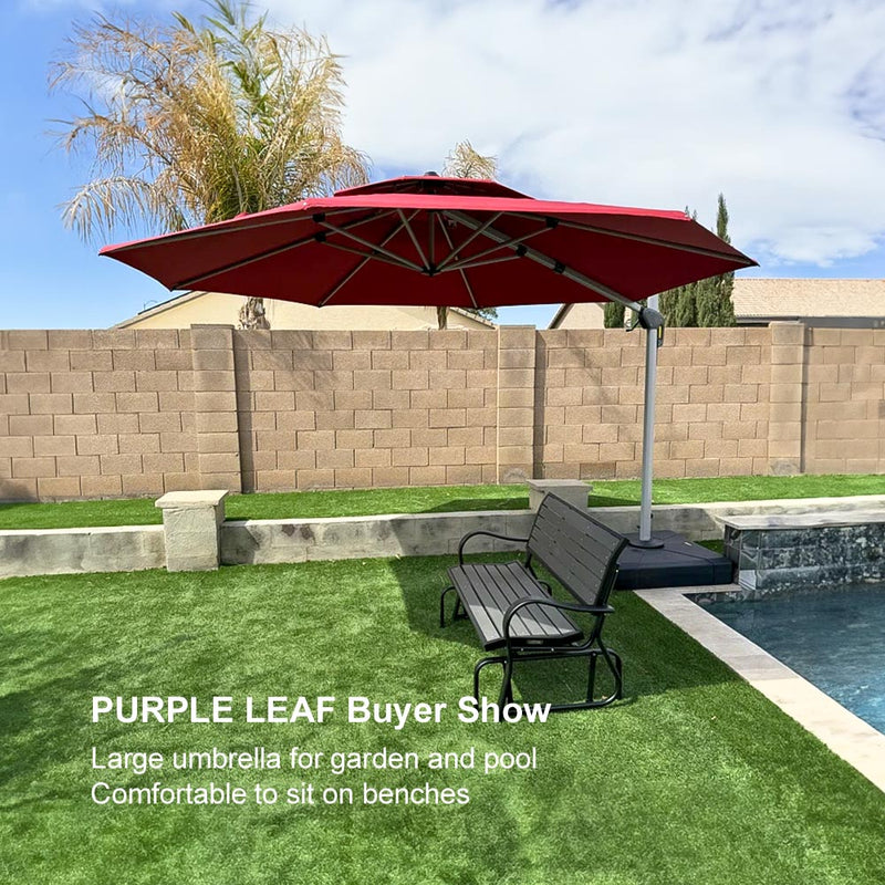 PURPLE LEAF Large Round Patio Cantilever Umbrella for Deck, Pool, Backyard