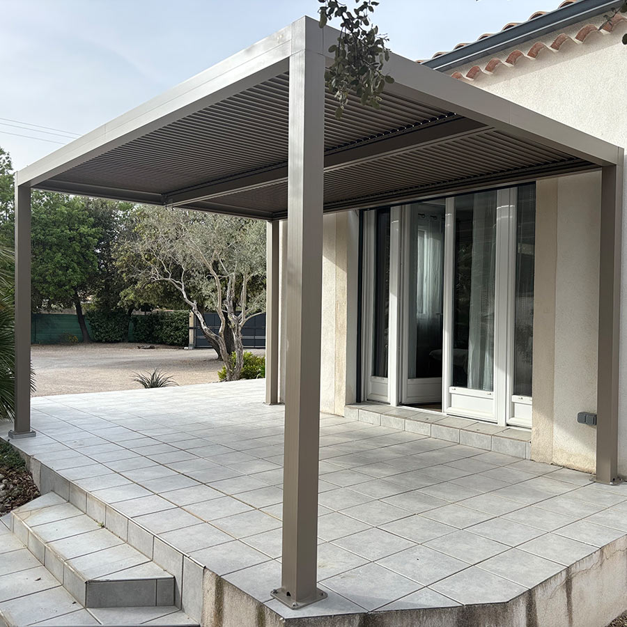 Adjustable Pergola with Louvered Roof | Modern White Design
