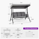 PURPLE LEAF Porch Swing with Adjustable Tilt Canopy Patio Swing with Stand and Meatl Steel Frame All-Weather Outdoor Swing Chair Seat Space-Saving for Backyard Garden Deck