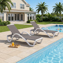 PURPLE LEAF Patio Chaise Lounge Chair Outdoor Plastic Textilene Sun Bathing Recliner Tanning Pool Lounger with 6 Adjustable Position for Outside Beach in-Pool Lawn Poolside