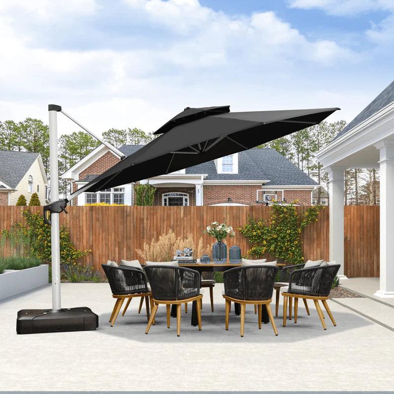 PURPLE LEAF Round Cantilever Patio Umbrella Heavy Duty Umbrella for Porch Garden Pool