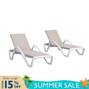 PURPLE LEAF Patio Chaise Lounge Chair Outdoor Plastic Textilene Sun Bathing Recliner Tanning Pool Lounger with 6 Adjustable Position for Outside Beach in-Pool Lawn Poolside